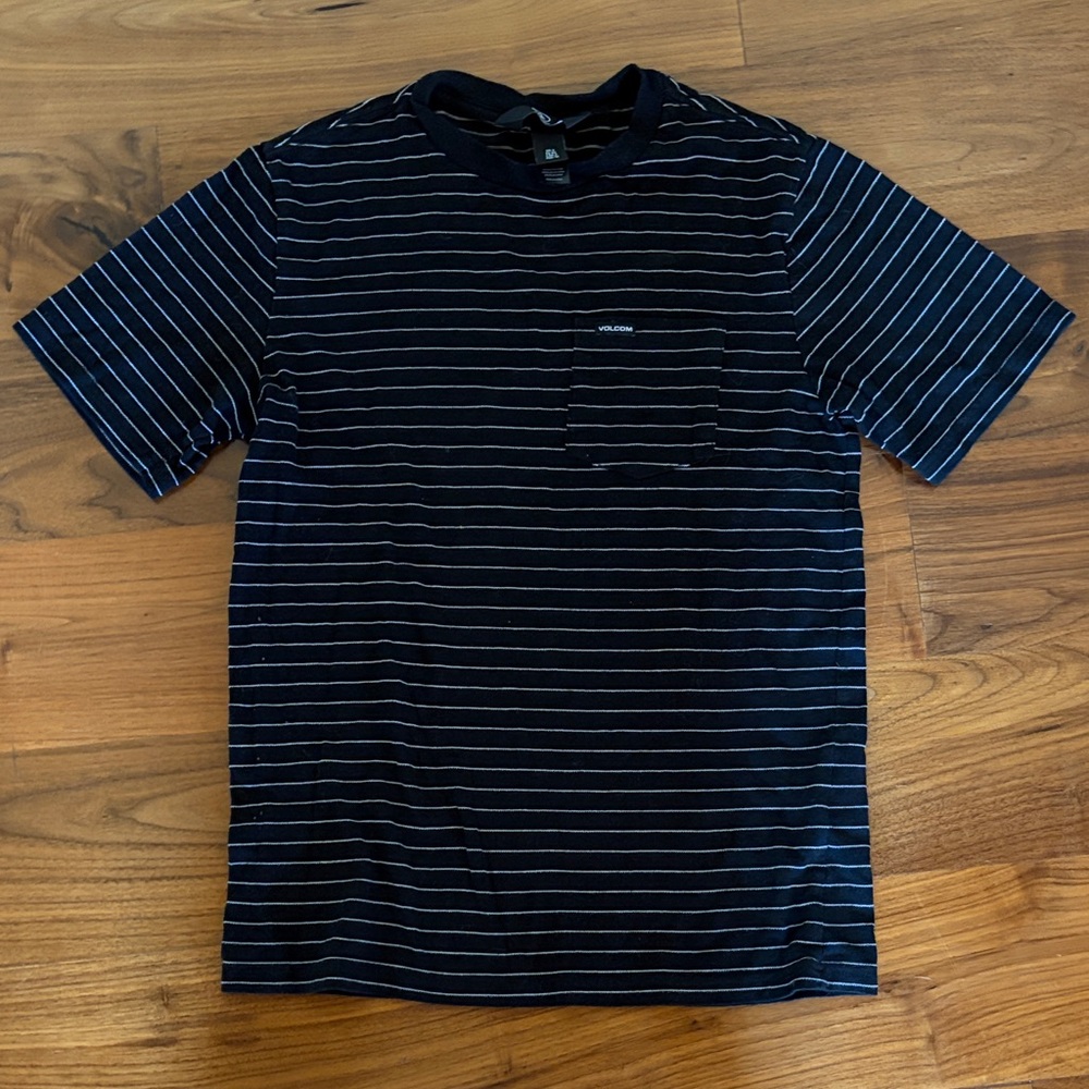 Boys Black Pin Striped Volcom Shirt